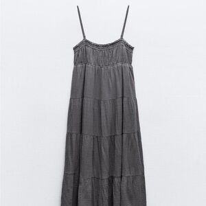 Zara Gray Tiered Smocked Sundress